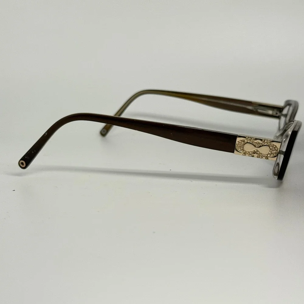 Coach Fionna 201C Brown Tortoise Rectangle Eyeglass Frames Crystal Accents Women